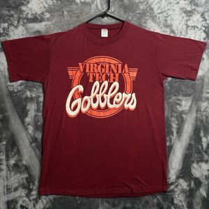 Vintage NCAA Virgina Tech Gobblers Maroon Red Short Sleeve Shirt Size Large